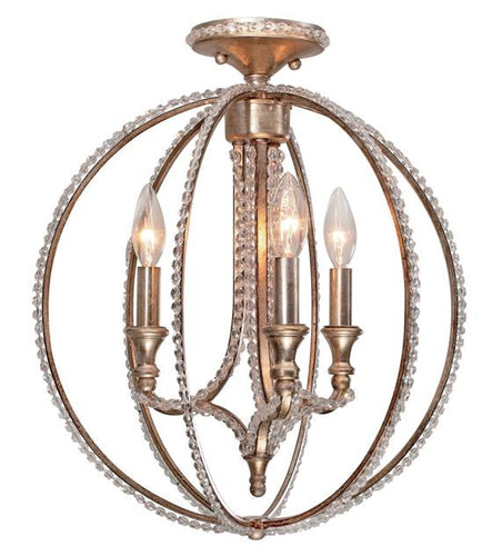 Gold Beaded Garland 3 Light Sphere Semi-Flush, Lighting, Laura of Pembroke
