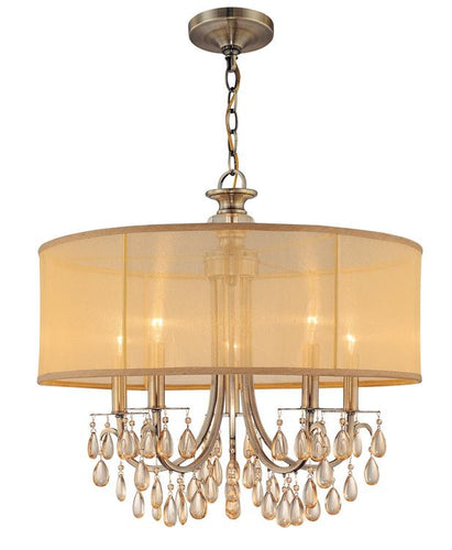 Brass 5 Light Drum Shade Chandelier, Lighting, Laura of Pembroke