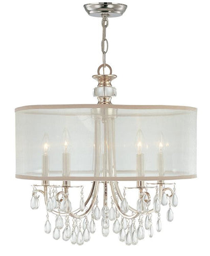 Chrome 5 Light Drum Shade Chandelier, Lighting, Laura of Pembroke