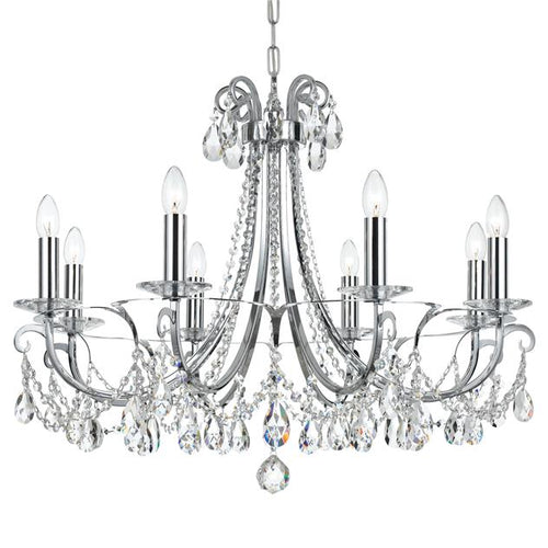 OTHELLO 8 LIGHT CRYSTAL CHANDELIER, POLISHED CHROME