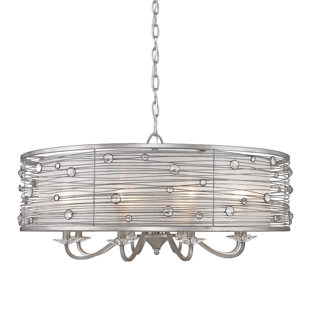 Joia 8 Light Chandelier in Peruvian Silver with Sterling Mist Shade, Lighting, Laura of Pembroke