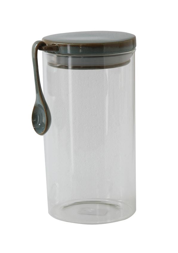 Glass Pixie Jar with Stoneware Lid & Spoon