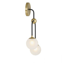 COUPLET 2-LIGHT WALL SCONCE, MATTE BLACK W/ WARM BRASS ACCENTS
