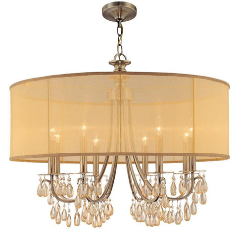 Brass 8 Light Drum Shade Chandelier, Lighting, Laura of Pembroke