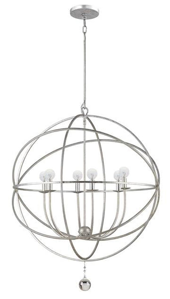 6 Light Silver Sphere Chandelier, Lighting, Laura of Pembroke