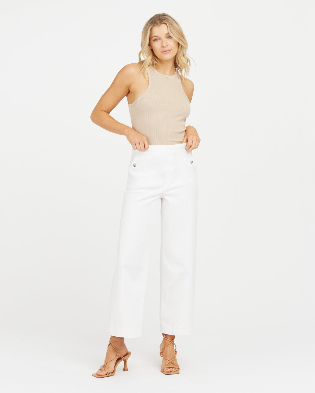 STRETCH TWILL CROPPED WIDE LEG PANT