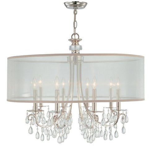 Chrome 8 Light Drum Shade Chandelier, Lighting, Laura of Pembroke