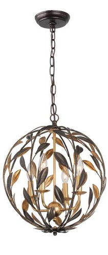 Bronze Leaf 4 Light Sphere Mini Chandelier, Lighting, Laura of Pembroke