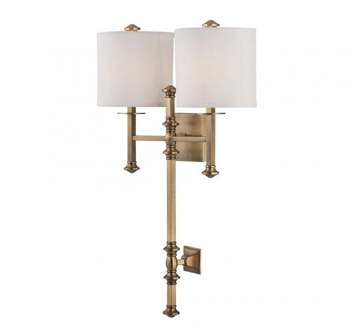 Warm Brass 2 Light Wall Sconce, Lighting, Laura of Pembroke