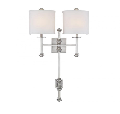 Satin Nickel 2 Light Wall Sconce, Lighting, Laura of Pembroke