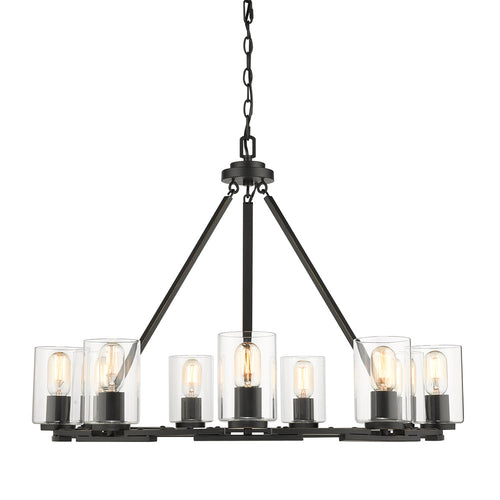 Monroe 9 Light Chandelier in Black with Clear Glass, Lighting, Laura of Pembroke
