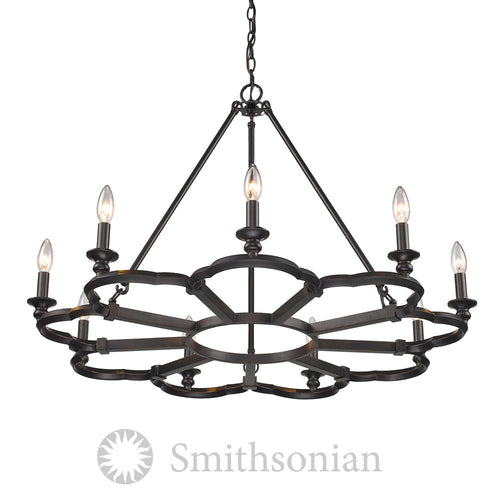 Smithsonian Saxon 9 Light Chandelier in Aged Bronze, Lighting, Laura of Pembroke
