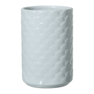 4-1/4" Round x 6-3/4"H Stoneware Scalloped Vase, Blue