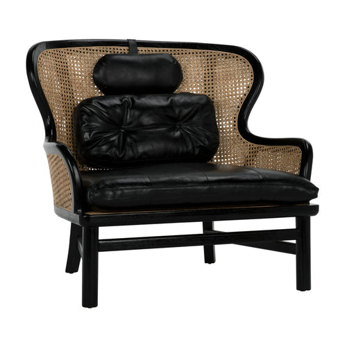 MARABU CHAIR W/ LEATHER, CHARCOAL BLACK