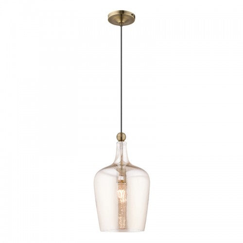 Art Glass Mini Pendants 1 Light Antique Brass Mini Pendant, Lighting, Laura of Pembroke