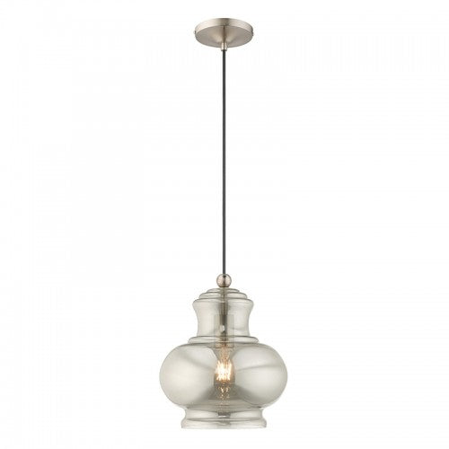 Art Glass Mini Pendants 1 Light Brushed Nickel Mini Pendant, Lighting, Laura of Pembroke