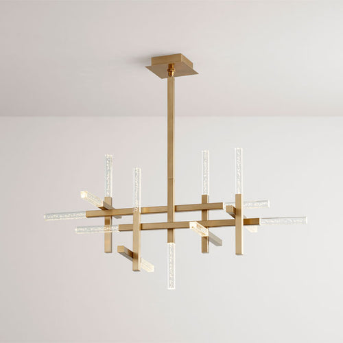 Clear Bubble 13 Light Chandelier - Aged Brass