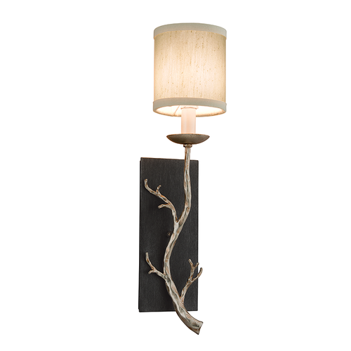 Graphite & Silver Leaf Branch 1 Light Wall Sconce, Lighting, Laura of Pembroke