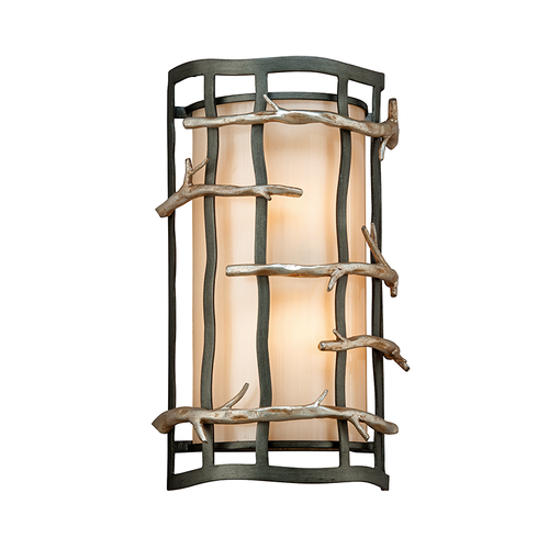 Graphite & Silver Leaf Branch 2 Light Wall Sconce, Lighting, Laura of Pembroke
