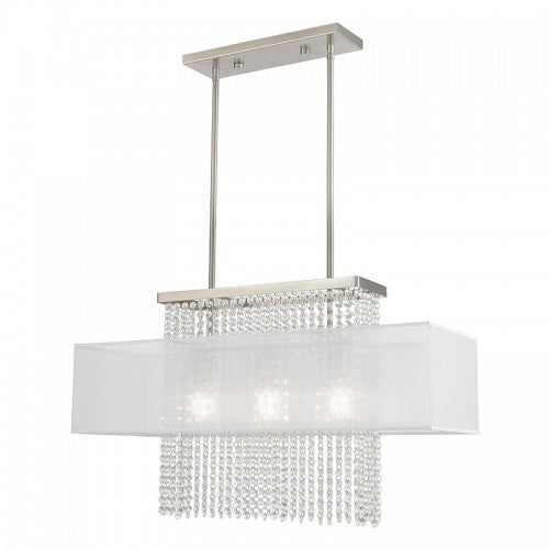 Bella Vista 3 Light Brushed Nickel Linear Chandelier, Lighting, Laura of Pembroke