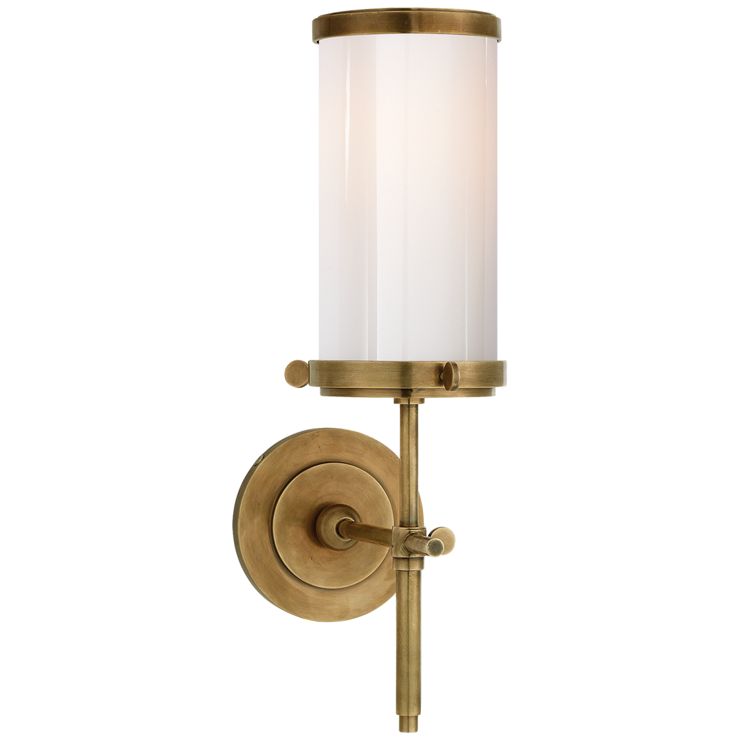 Bryant Bath Sconce in Hand-Rubbed Antique Brass with White Glass