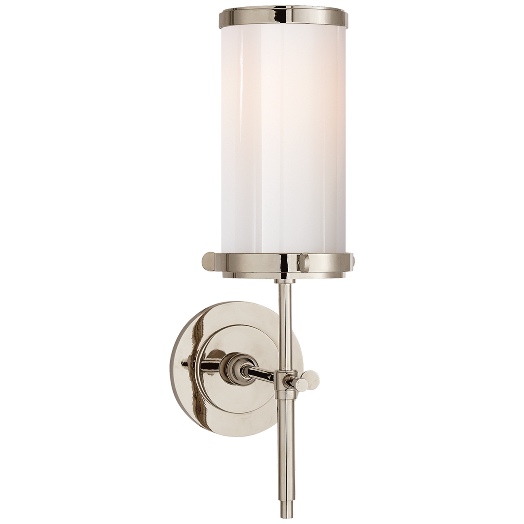 Bryant Bath Sconce in Polished Nickel with White Glass
