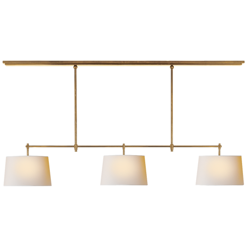 Bryant Large Billiard in Hand-Rubbed Antique Brass with Natural Paper Shades