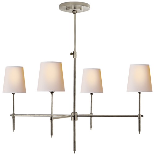 Bryant Large Chandelier in Antique Nickel with Natural Paper Shades