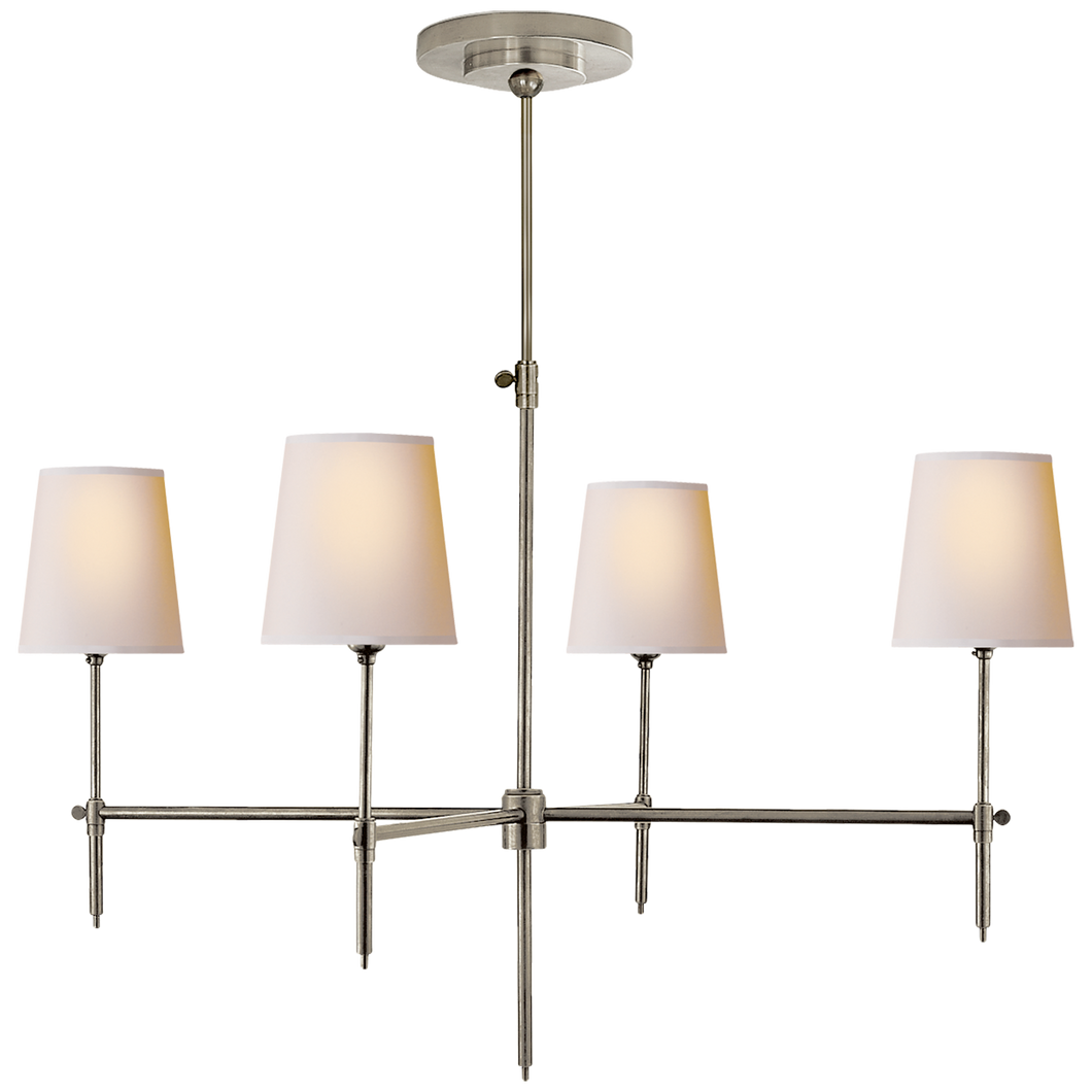 Bryant Large Chandelier in Antique Nickel with Natural Paper Shades