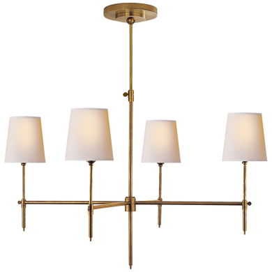 Bryant Large Chandelier in Hand-Rubbed Antique Brass with Natural Paper Shades