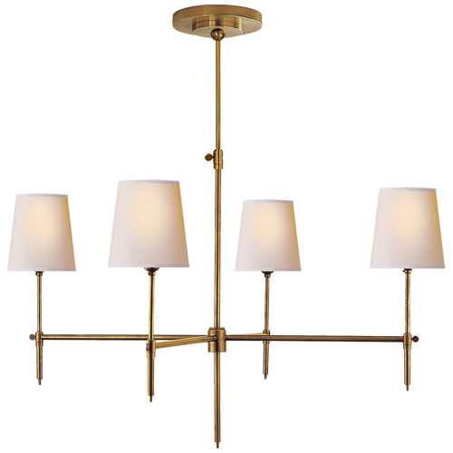 Bryant Large Chandelier in Hand-Rubbed Antique Brass with Natural Paper Shades