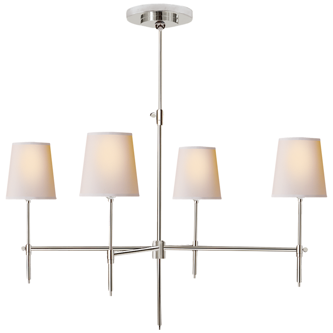 Bryant Large Chandelier in Polished Nickel with Natural Paper Shades