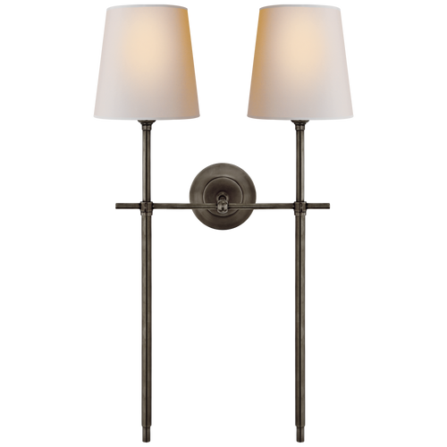 Bryant Large Double Tail Sconce in Bronze with Natural Paper Shades
