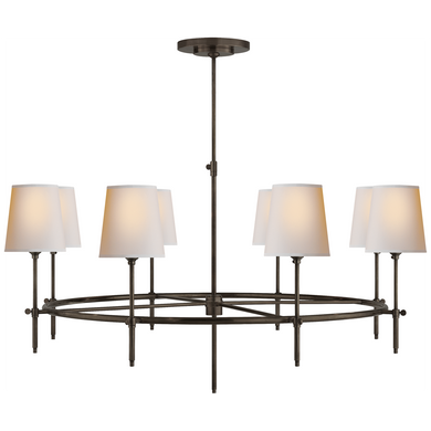 Bryant Large Ring Chandelier in Bronze with Natural Paper Shades