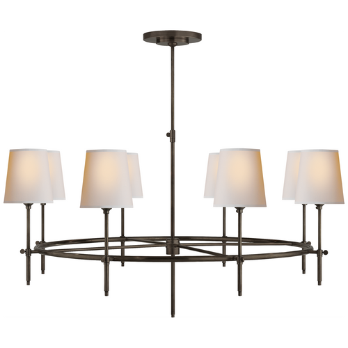 Bryant Large Ring Chandelier in Bronze with Natural Paper Shades
