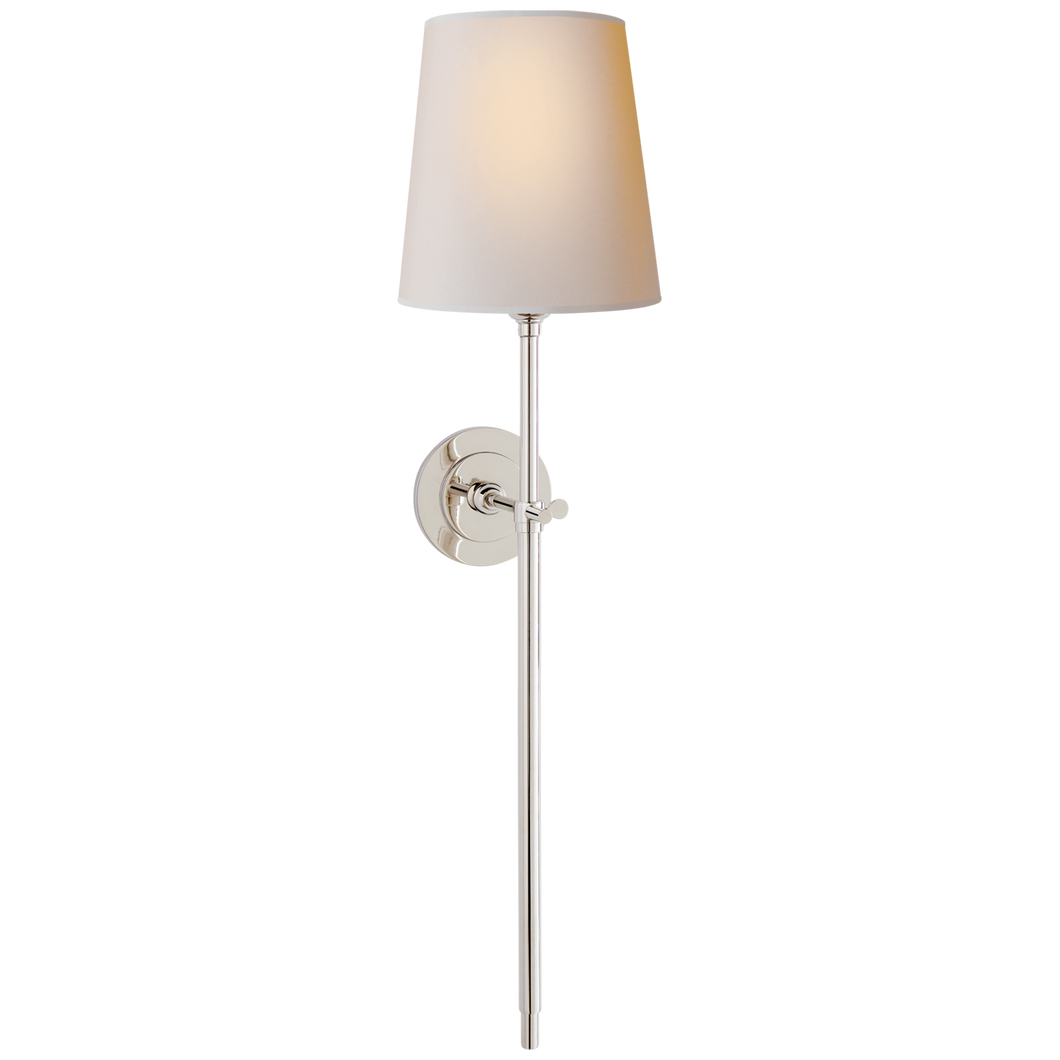 Bryant Large Tail Sconce in Polished Nickel with Natural Paper Shade