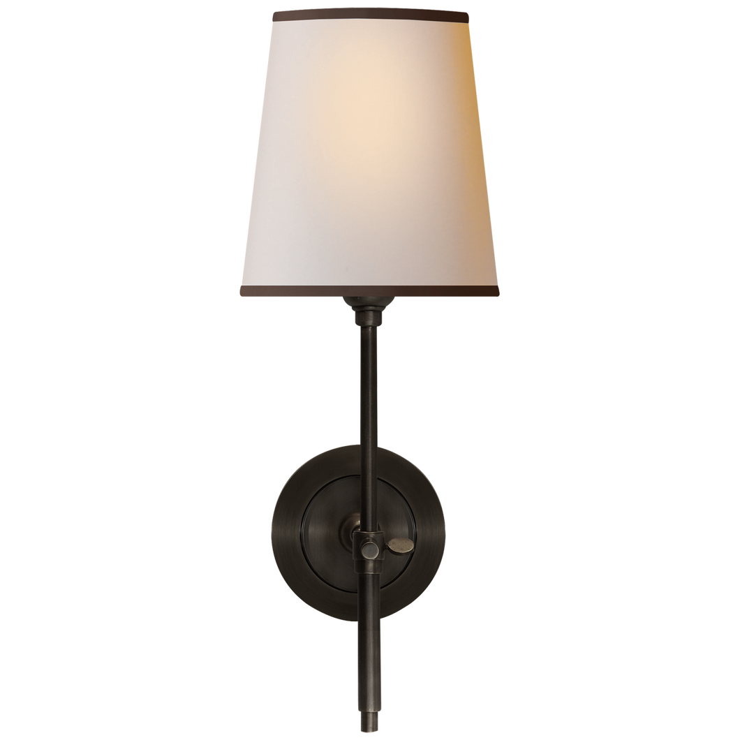 Bryant Sconce in Bronze with Natural Paper Shade and Black Tape