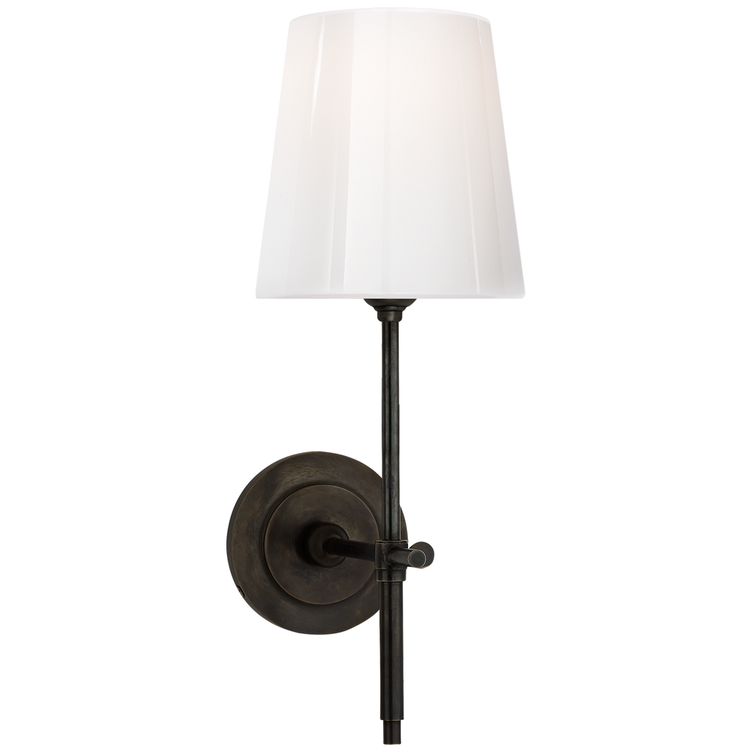 Bryant Sconce in Bronze with White Glass Shade