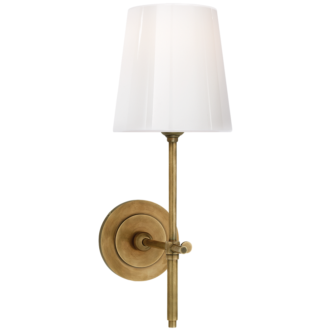 Bryant Sconce in Hand-Rubbed Antique Brass with White Glass Shade