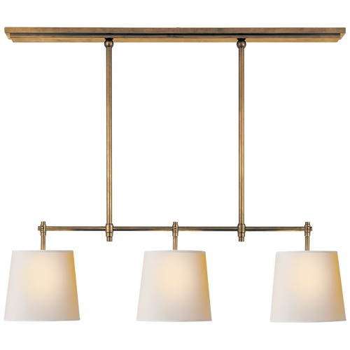 Bryant Small Billiard in Hand-Rubbed Antique Brass with Natural Paper Shades