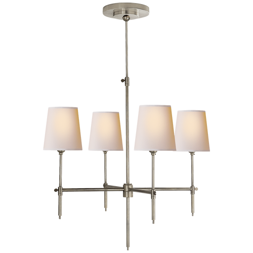Bryant Small Chandelier in Antique Nickel with Natural Paper Shades