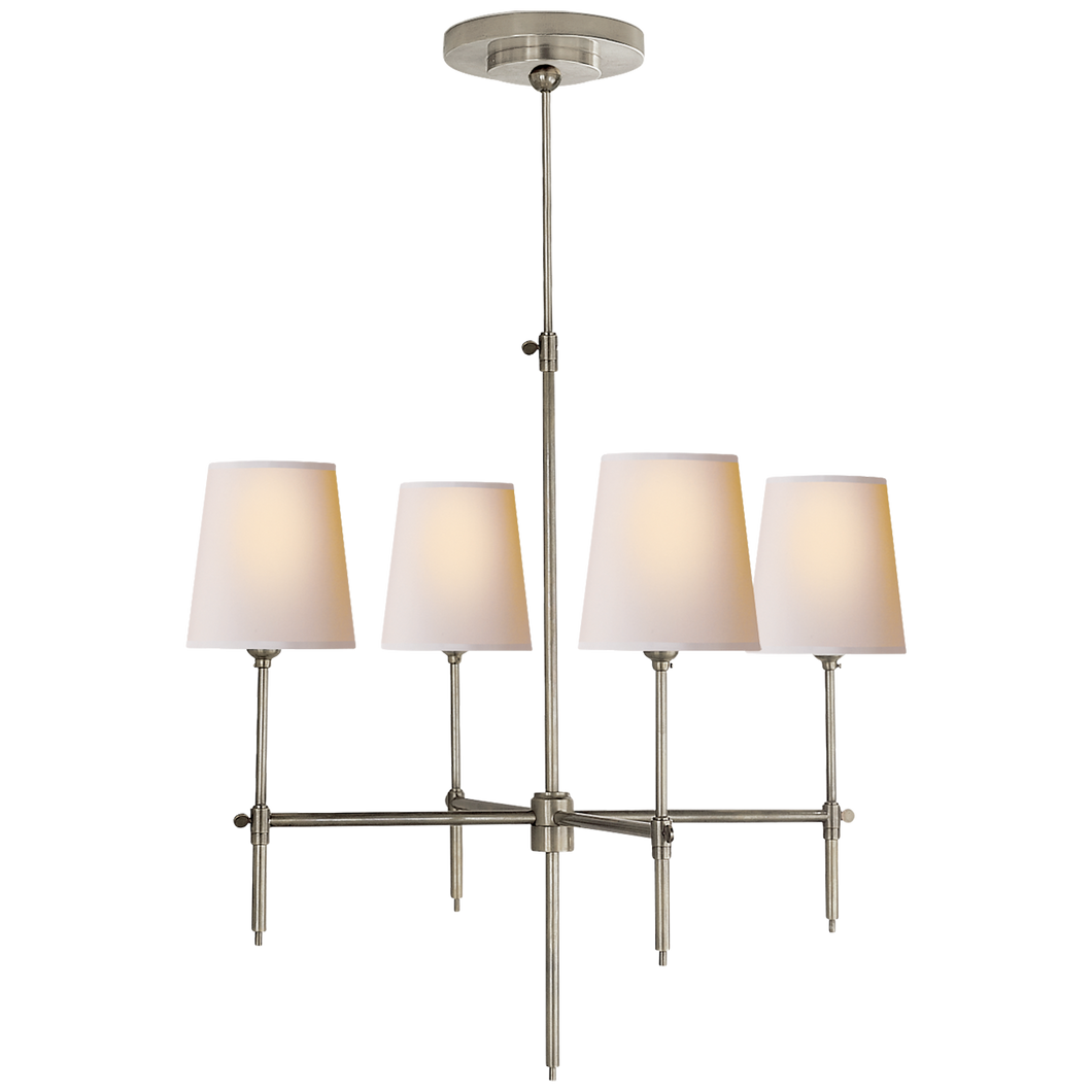 Bryant Small Chandelier in Antique Nickel with Natural Paper Shades
