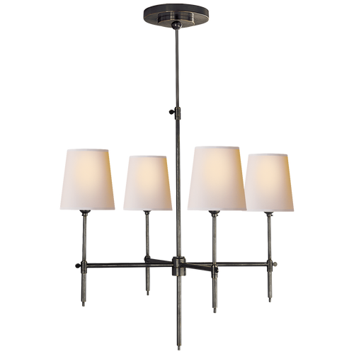 Bryant Small Chandelier in Bronze with Natural Paper Shades