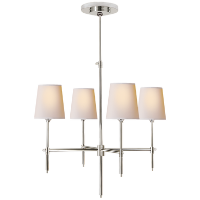 Bryant Small Chandelier in Polished Nickel with Natural Paper Shades