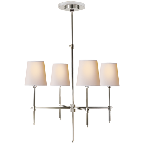 Bryant Small Chandelier in Polished Nickel with Natural Paper Shades