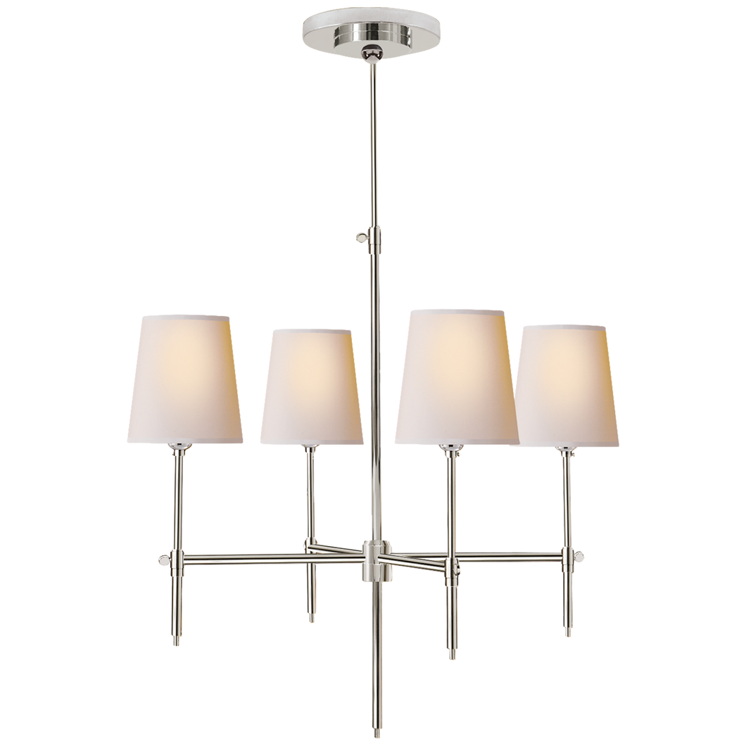 Bryant Small Chandelier in Polished Nickel with Natural Paper Shades