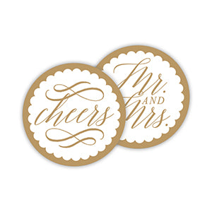 'Cheers Mr & Mrs' Paper Coasters