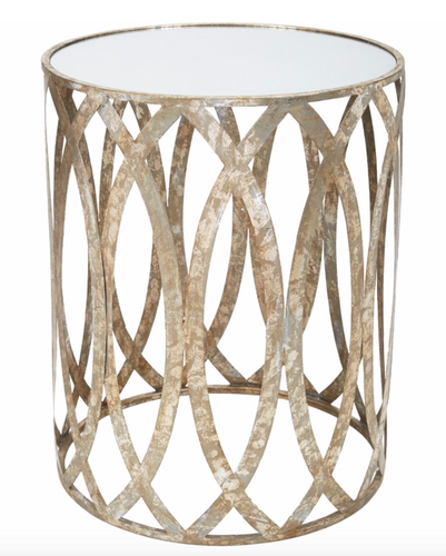 CLAIRE ACCENT TABLE IN SILVER FINISH WITH MIRRORED TOP