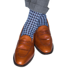 CLASSIC NAVY AND AZURE BLUE LARGE HOUNDSTOOTH
