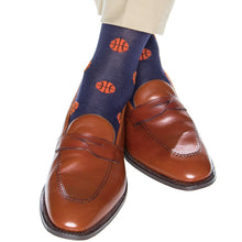 CLASSIC NAVY WITH TIGERLILY ORANGE BASKETBALL SOCK